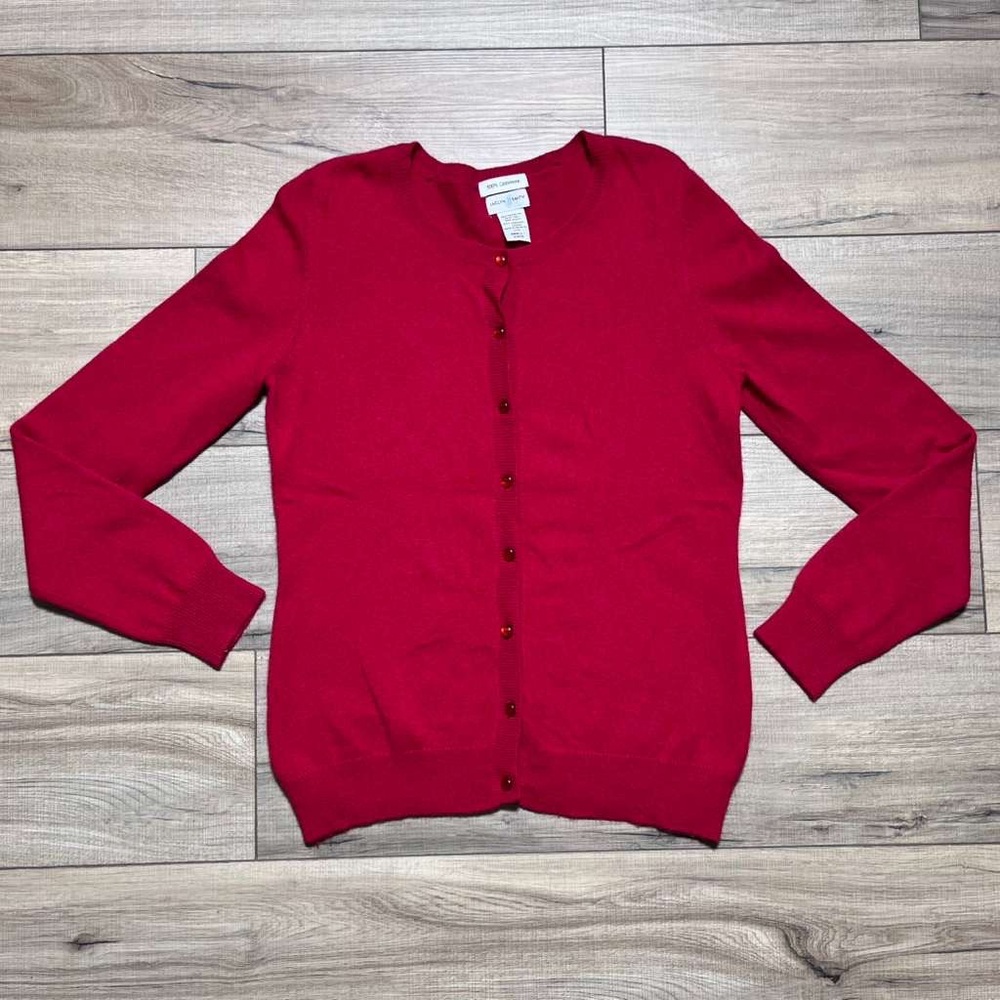 Jaclyn‎ Smith Womens 100% Cashmere Long Sleeve Button Front Cardigan Sweater S
